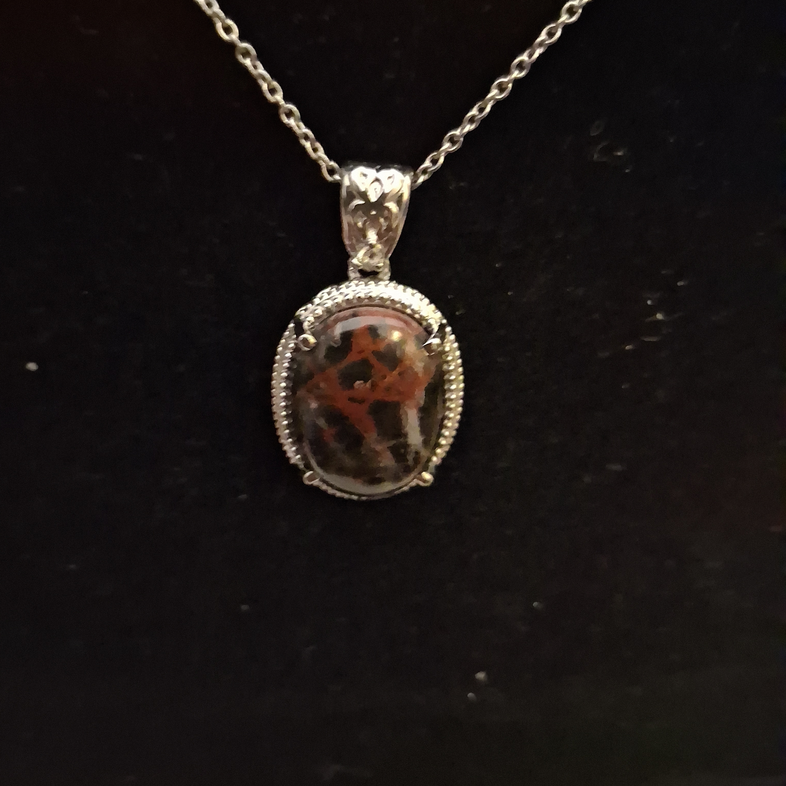 Simply Noelle Silver And Brown Oval Pendant Necklace